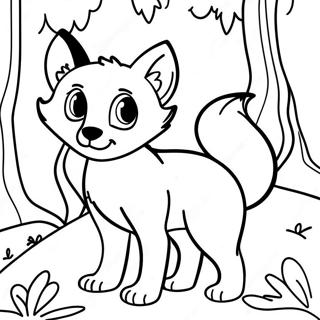 Playful Fox In A Forest Coloring Page 61314-49180