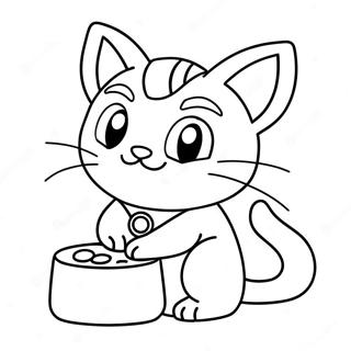 Cute Meowth With A Coin Coloring Page 61334-49196