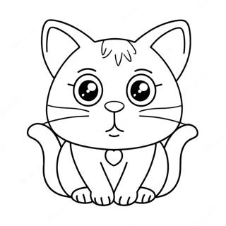 Cute Pop Cat With Big Eyes Coloring Page 61374-49224