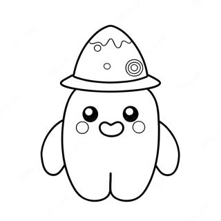 Cute Domo With Hat Coloring Page 61434-49283