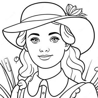 Colorful Anne Shirley With A Straw Hat Coloring Page 61464-49295