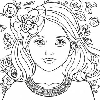 Hannah With Colorful Flowers Coloring Page 61564-49377