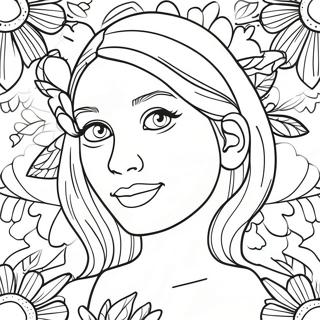 Hannah With Colorful Flowers Coloring Page 61564-49379