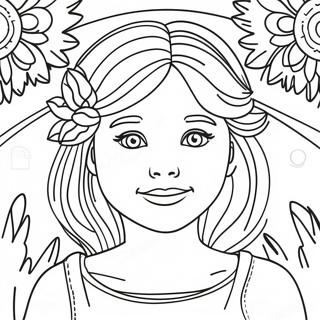 Hannah With Colorful Flowers Coloring Page 61564-49380