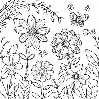 Whimsical Flowers In The Secret Garden Coloring Page 61604-49411