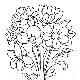 Colorful Flower Bouquet Coloring Page 61634-49422