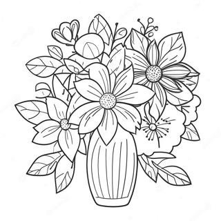 Colorful Flower Bouquet Coloring Page 61634-49423