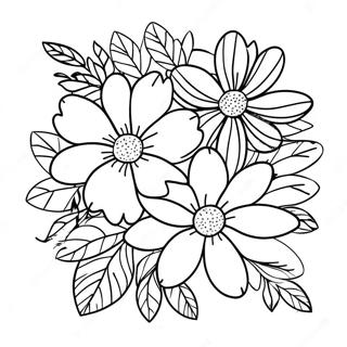 Colorful Flower Bouquet Coloring Page 61634-49424