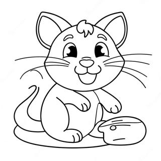 Playful Cat And Mouse Coloring Page 61654-49441