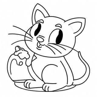 Playful Cat And Mouse Coloring Page 61654-49443