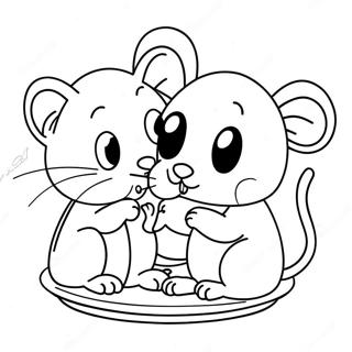 Playful Cat And Mouse Coloring Page 61654-49444