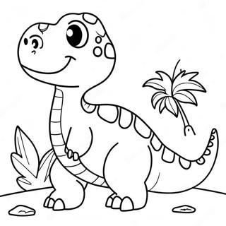 Cute Preschoolers Dinosaur Coloring Page 61674-49465