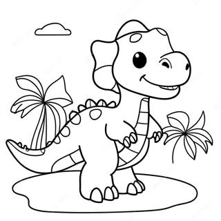 Cute Preschoolers Dinosaur Coloring Page 61674-49466