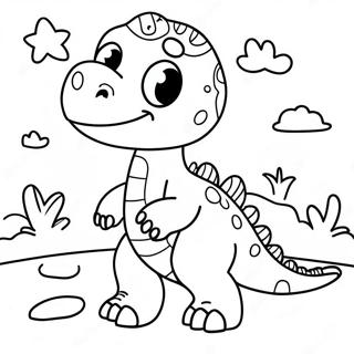 Cute Preschoolers Dinosaur Coloring Page 61674-49468