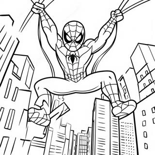 Spiderman Swinging Through The City Coloring Page 6167-5034