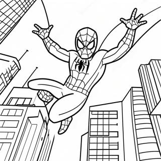 Spiderman Swinging Through The City Coloring Page 6167-5035