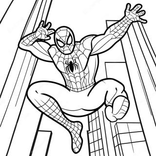 Spiderman Swinging Through The City Coloring Page 6167-5036