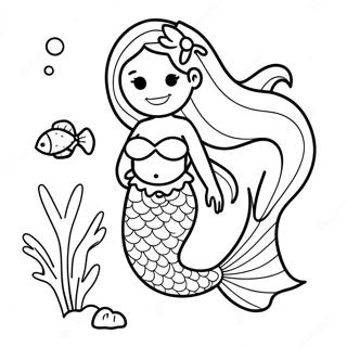 Pregnant Mermaid With Colorful Fish Coloring Page 61734-49503