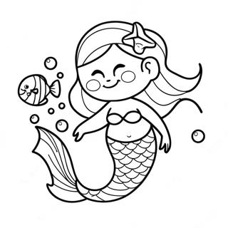 Pregnant Mermaid With Colorful Fish Coloring Page 61734-49504