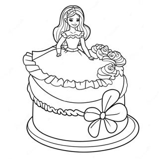 Barbie Cake Decorating Coloring Page 61763-49521