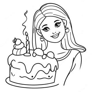 Barbie Cake Decorating Coloring Page 61763-49522