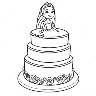 Barbie Cake Decorating Coloring Page 61763-49524