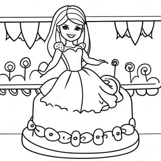 Barbie Birthday Cake Coloring Page 61764-49525