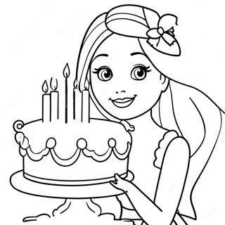 Barbie Birthday Cake Coloring Page 61764-49526