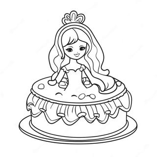 Barbie Birthday Cake Coloring Page 61764-49527