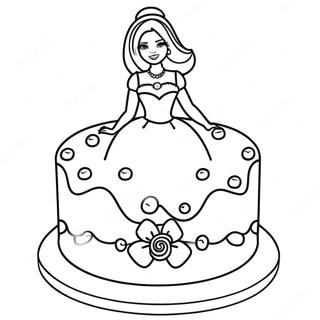 Barbie Birthday Cake Coloring Page 61764-49528