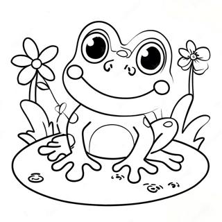 Cute Sweet Frog In A Pond Coloring Page 61844-49593