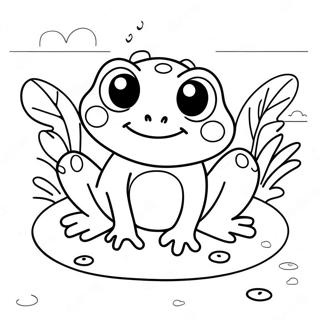 Cute Sweet Frog In A Pond Coloring Page 61844-49594