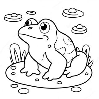 Cute Sweet Frog In A Pond Coloring Page 61844-49596