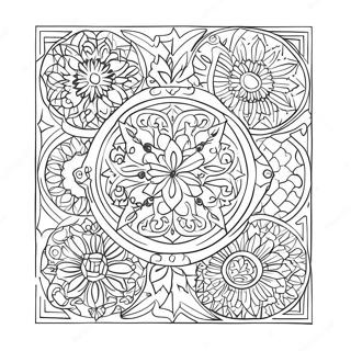 Islamic Art Geometric Patterns Coloring Page 61873-49611