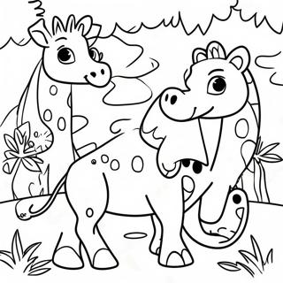 Colorful Jungle Junction Animals Coloring Page 61994-49705