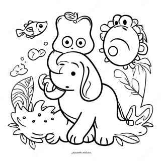 Colorful Jungle Junction Animals Coloring Page 61994-49706