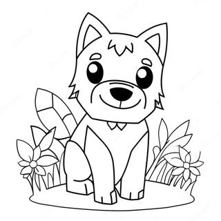 Cute Minecraft Wolf With Flowers Coloring Page 62014-49725