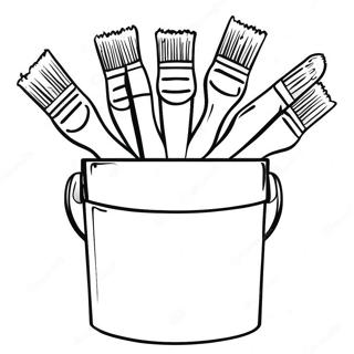 Colorful Paint Bucket With Brushes Coloring Page 62064-49761