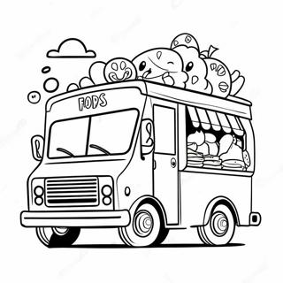 Colorful Food Truck With Happy Kids Coloring Page 62084-49781