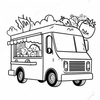 Colorful Food Truck With Happy Kids Coloring Page 62084-49783