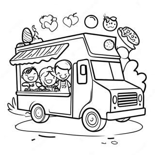 Colorful Food Truck With Happy Kids Coloring Page 62084-49784