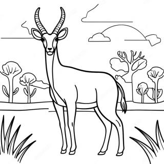 Graceful Antelope In The Savanna Coloring Page 62164-49842