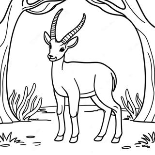 Graceful Antelope In The Savanna Coloring Page 62164-49843