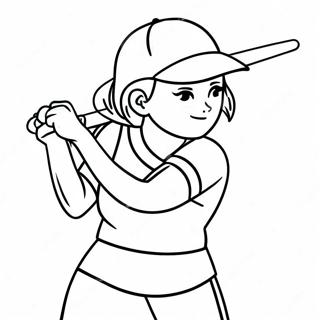 Softball Player Swinging Bat Coloring Page 621-493