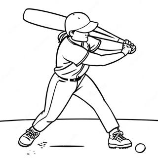 Softball Player Swinging Bat Coloring Page 621-494