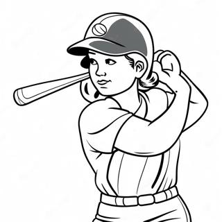 Softball Player Swinging Bat Coloring Page 621-495