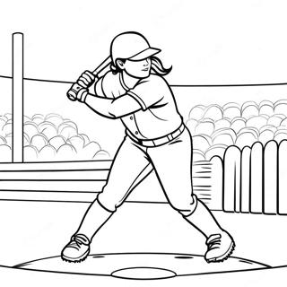 Softball Player Swinging Bat Coloring Page 621-496