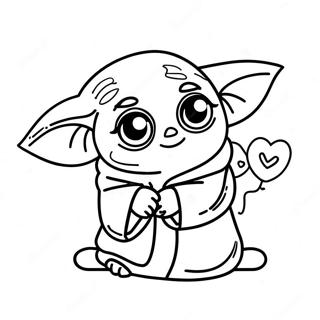 Baby Yoda Valentine Coloring Pages