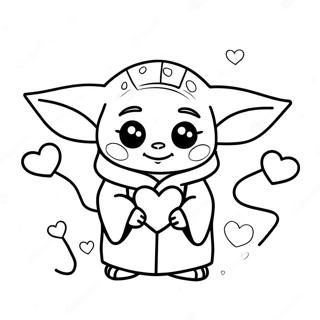 Cute Baby Yoda With Heart Coloring Page 62294-49949