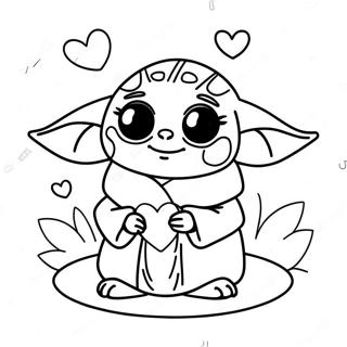 Cute Baby Yoda With Heart Coloring Page 62294-49952